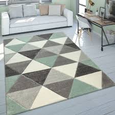 Kurzflor Teppich Dreieck Design Turkis Teppich Grun Teppich Rosa Teppich