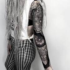 Mandala Sleeve Tattoos For Guys White Top Black And White Pants White Background Mandala Tattoo Sleeve Women White Tattoo Sleeve White Tattoo