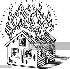 Maybe you would like to learn more about one of these? Hand Drawn Vector Drawing Of A Burning House Disaster House Drawing Drawings House Sketch