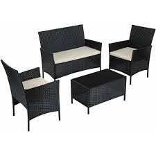Vancouver 5 seater rattan garden furniture set in black. 4 X Black Rattan Chairs 1 Glass Table Be Furniture Black Rattan Garden Set Garden Furniture Sets Tsunamicompany Garden Outdoors