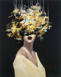 Black And White Portrait Painting Abstract Woman Portrait Painting Woman In Gold Black And White Etsy Painting Portrait Painting Woman In Gold