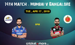 In 31st match of vivo ipl 2018, chasing 168, mumbai indians lost by 14 runs to royal challengers banglore, at m chinnaswamy stadium.rcb now climb to the 5th position in vivo ipl points table. Ipl 2018 Match No 14 Mi Vs Rcb Preview Prediction