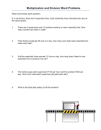 Multiplication word problems arise in situations where we do repeated addition of the same number. Multiplication And Division Word Problems Worksheet
