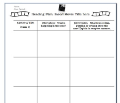 Movie Analysis Chart Graphic Organizer For Reading Writing About Film