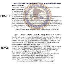 5 99 Ada Law Cards 30 Service Animal Service Dogs Work With Animals