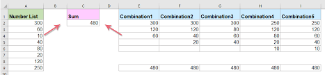How To Find All Combinations That Equal A Given Sum In Excel