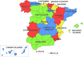 Spanien regioner karta - Karta över Spanien och regioner (Södra ...