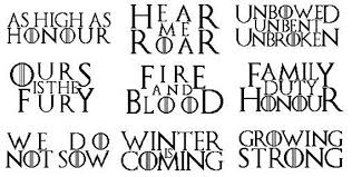 Game Of Thrones House Mottos Cross Stitch Pdf Chart Quotes From The Tv Show And Book Series