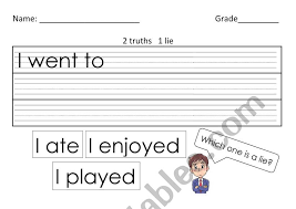 Two truths and a lie. 2 Truths 1 Lie Esl Worksheet By Kenji 1996