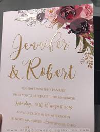 Burgund Und Gold Uv Druck Angehoben Textur Blumenhochzeitseinladungen Invitaciones De Boda Invitaciones Boda