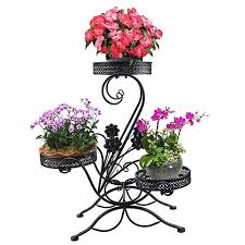 Amazon Com Aishn 3 Tiered Scroll Classic Plant Stand Decorative Metal Garden Patio Standing Plant Flower P Flower Pots Flower Pots Outdoor Flower Shop Design