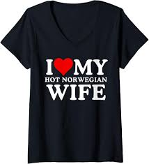 Amazon.com: I Love My Hot Norwegian Wife, I Love My Hot Wife, I Heart  V-Neck T-Shirt : Clothing, Shoes & Jewelry