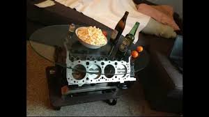 This walnut coffee table is visually pleasing and allows you to eat, drink, or work at a comfortable level by raising the tabletop's three different sections. V8tisch Camaro 5 0 Smallblock Motortisch Engine Coffee Table Easy At Home No Welding Or Workshop