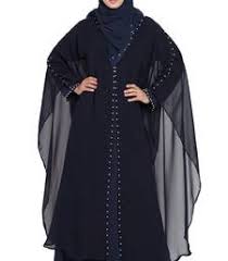 Stylish & beautiful arabic burkha desings,umbrella burka design,abaya burka design Black Double Layer Crepe Solid Abaya With Hijab Mr Creation 2924795
