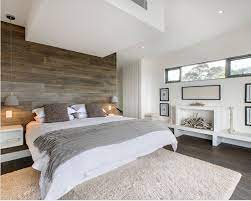 Give your bedroom a rustic background! Panelled Wall In Ensuite Same Finish For Sliding Door To Ensuite Neutrals In Bedroom Pallet Modernbedroom Wood Bedroom Decor Remodel Bedroom Fresh Bedroom