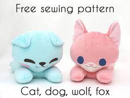 Free Sewing Pattern Cat Dog Fox Wolf And Shiba Inu Laying Animal Plush Sewing Stuffed Animals Stuffed Animal Patterns Plush Pattern