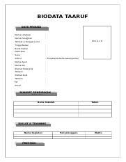 Create a professional cv in just 15 minutes, easy Biodata Taaruf Doc Biodata Taaruf Data Pribadi Nama Lengkap Nama Panggilan Tempat Tanggal Lahir Tinggi Badan Berat Badan Pekerjaan Suku Course Hero