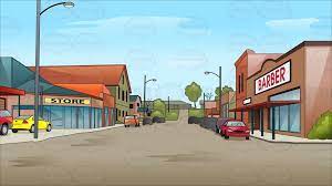 A Quiet Road Of A Small Town Cartoon Town Episode Interactive Backgrounds Small Towns