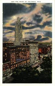 From Deco To Atom Columbus Ohio High Street At Night Neil House Huntington Bank Columbus Ohio Postcard Ohio