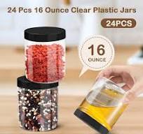Amazon.com: Dapuri 24 Pcs 16 oz Plastic Jars with Lids 16 oz ...