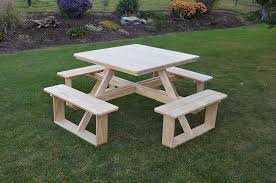 44 Square Pine Walk In Picnic Table Picnic Table Wooden Picnic Tables Rustic Outdoor Furniture