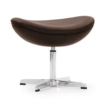 Contemporary palomino leather recliner and ottoman with leather wrapped base. Jacobsen Footstool Egg Chair Leather Design Footstool