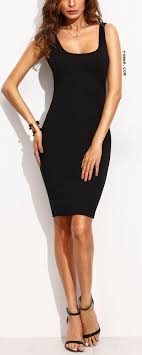 Black Scoop Neck Sleeveless Tank Dress Bodycon Tank Dress Fancy Dresses Fashion