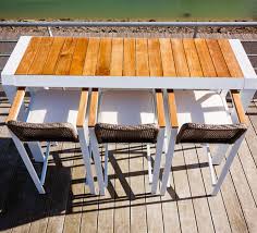 Après une longue semaine de travail, nous méritons un peu la forme et la taille des tables de jardin dépendent du goût, mais aussi de l'espace à votre disposition. Table Haute De Jardin Aluminium Plateau Teck H106cm Bar Miami Blanc 459 Salon D Ete