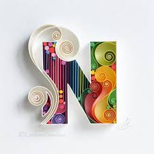 Letter N Quilling Wall Paper Art Custom Paper Art N Monogram Framed Personalized Gift Quilling Art Design Decor Gift Birthday Paper Quilling Designs Quilling Designs Paper Quilling