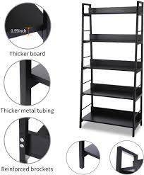 Ships free orders over $39. 4 Shelf Bathwa Industrial 4 Tier Ladder Bookshelf Wood And Metal Bookcase Black Organizer Stand Rack Storage Ladder Shelves For Living Room Office Bathroom Kitchen Ladder Shelves Home Kitchen Guardebem Com