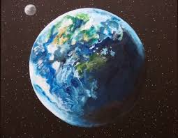 Earth Acrylic Painting Planet Painting Galaxy Painting Cosmic Art