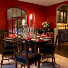 Rich red wallpaper wows in traditional dining room. 75 Beautiful Transitional Dining Room With Red Walls Pictures Ideas December 2020 Houzz