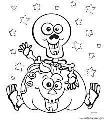 Color a werewolf, a witch, a cat, a pumpkin, & more. Halloween Skeleton Pumpkin Coloring Pages Printable