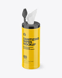 Glossy Opened Sanitizing Wipes Canister Mockup In Packaging Mockups On Yellow Images Object Mockups