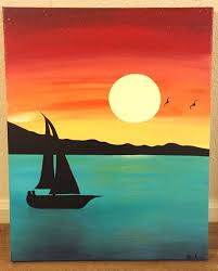 Paysage de campagne, paysage champêtre, panorama que l'on retrouve à la campagne. Peinture Acrylique Voilier Coucher De Soleil Sailboatdrawing Drawings Art Watercolorpainting Paysage Peinture Facile Toiles De Peinture Peinture Debutant