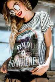 Life Clothing Co Womens Road To Nowhere Striped Graphic