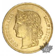 Confédération suisse \kɔ̃.fe.de.ʁa.sjɔ̃ sɥis\ féminin singulier. Coins Suisse 1893 20 Francs Confederation Helvetica Sup Fdc