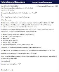 Contoh Surat Penawaran Harga Barang Jasa Dan Kerjasama Surat Marketing Elektronik