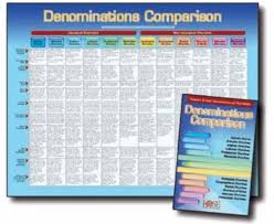 denominations comparison chart laminated wall chart