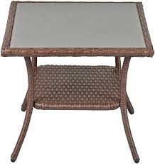 These tables can be a range of styles (traditional, modern, or transitional), and almost any shape (oval, round, rectangular, or square). Wicker Small Side Table For Outdoor Brown Sunvivi Outdoor Patio Coffee Table Aluminum Frame Square Glass Top End Table Patio Lawn Garden Tables Urbytus Com