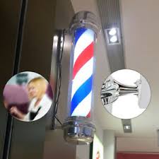 Red White Blue Stripes Rotating Metal Hair Salon Shop 28 Barber Pole Light Sale Ebay