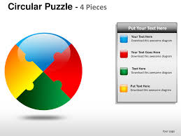 This free powerpoint puzzle template ppt shows off five puzzle pieces against a dark background. Circular Puzzle 4 Pieces Powerpoint Presentation Templates