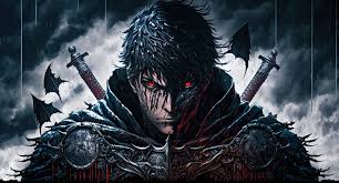 anime men, looking at viewer, Berserk, berserk armor, rain, glowing eyes,  armor | 6266x3382 Wallpaper - wallhaven.cc