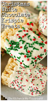 Christmas White Chocolate Dipped Krispie Treats Favorite Christmas Recipes Chocolate Dipped Rice Krispie Treats Rice Krispie Treats Christmas