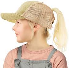 Hadm Kids Ponytail Hatgirls Baseball Cap With High Bun Messy Ponytail Hole Sun Visor Caps Fit Age 2 8 Kidsmessy Girl With Hat Girl Baseball Cap Messy Ponytail