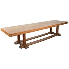 Liberty & co style of cfa voysey, arts & crafts oak dining set with ball finials. Large Arts And Crafts English Oak Refectory Dining Table At 1stdibs