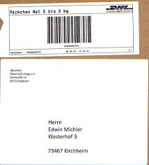 Dhl paketmarke europäische union bis 5 kg shop deutsche post. Philaseiten De Moderne Postgeschichte Paketaufkleber Auf Dhl Inlandspaketen