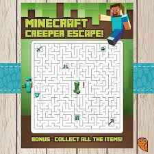 Printable Minecraft Maze Game Creeper Escape By Brightowlcreatives 3 00 Minecraft Party Minecraft Birthday Minecraft Birthday Party