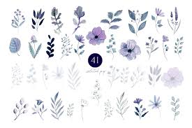 Dusty blue flower design resources · high quality aesthetic backgrounds and wallpapers, vector illustrations, photos, pngs, mockups, templates and art. Watercolor Dusty Blue Floral Clipart Blue Floral Wedding Frame Clipart Navy Blue Wedding Invites In Illustrations On Yellow Images Creative Store