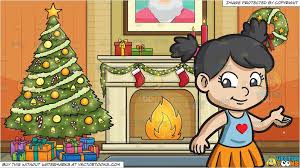 An Adorable Little Girl And Living Room Decorated For The Christmas Holidays Background Living Room Green Living Room Red Red Christmas Tree